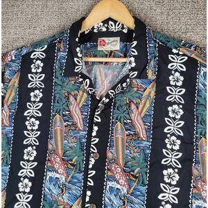 Hilo Hattie FLoral Surfboard Hawaiian Aloha Shirt Men's 2XL Vintage